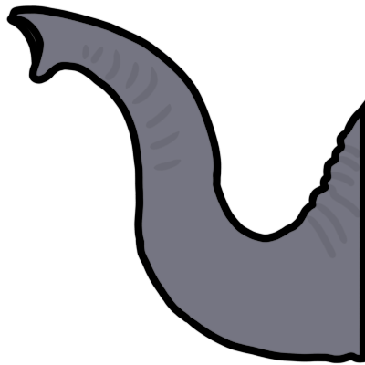 a grey elephant trunk, drawn without shading.